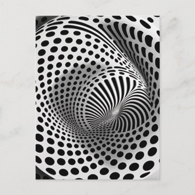 Schwarz-Weiß-Op-Art Postkarte (Vorderseite)