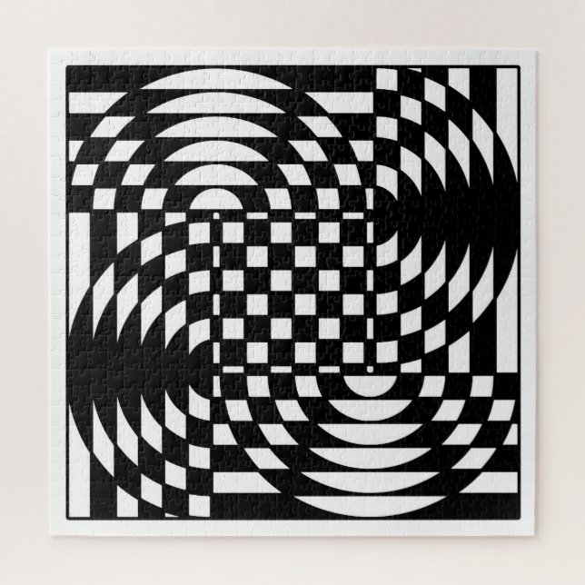 Schwarz-Weiß-Op-Art Puzzle (Vertikal)