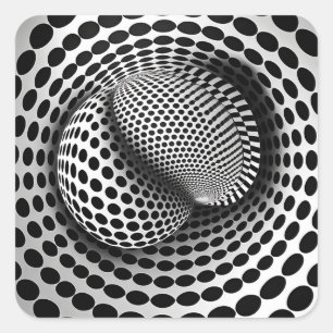 Schwarz-Weiß-Op-Art Quadratischer Aufkleber