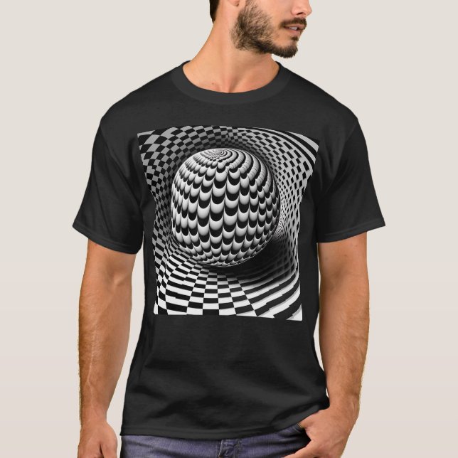 Schwarz-Weiß-Op-Art T-Shirt (Vorderseite)
