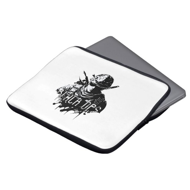 Schwarz-Weiß-Ops-Laptop-Sieb Laptopschutzhülle (Vorne Oben)