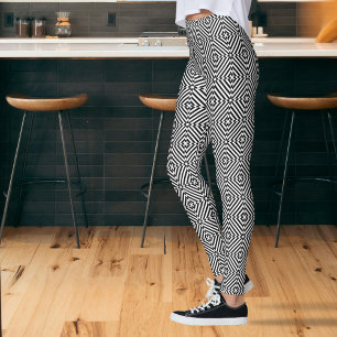 Schwarz-Weiß-optische Illusion Mosaikmuster Leggings