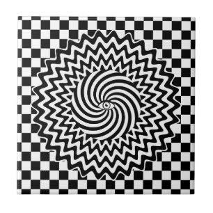 Schwarz-Weiß-Optische Täuschung psychedelisch  Fliese
