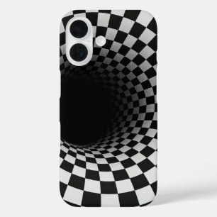 Schwarz-Weiß-Optische-Täuschungs-Tunnel iPhone 16 Hülle