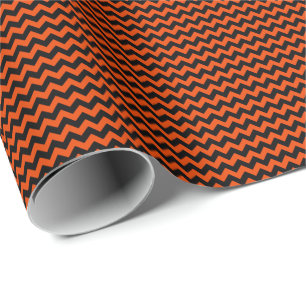Schwarz-Weiß-Orange Kleines Zickzack Geschenkpapier