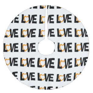 Schwarz-weiß orange Liebe Polyester Weihnachtsbaumdecke