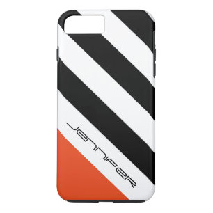 Schwarz, Weiß, Orange Streifen mit Individuelle Na Case-Mate iPhone Hülle