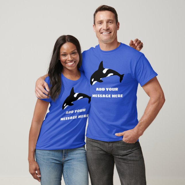 Schwarz-Weiß-Orca, Killer Whale-Custom-Nachricht T-Shirt (Unisex)