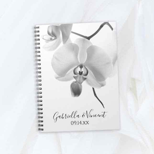 Schwarz-Weiß-Orchideen-Gästebuch Notizblock (Perfect to use as a guest book or advice book for your bridal shower or wedding.)