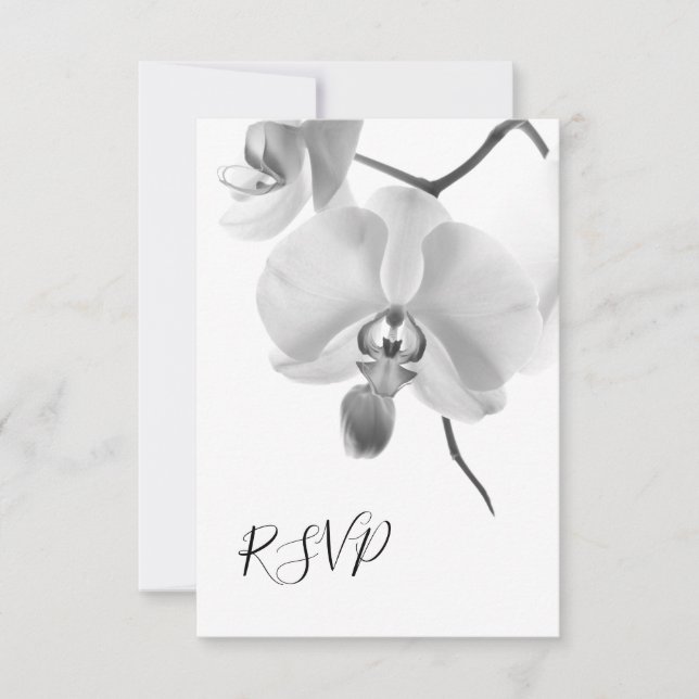 Schwarz-Weiß-Orchideen-Hochzeit RSVP (Vorderseite)