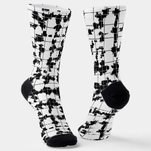 Schwarz-weiß-Organisches-Abstraktes-Kunstdesign Socken