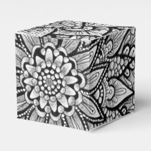 Schwarz-Weiß Original-Mandala-Kunst Geschenkschachtel