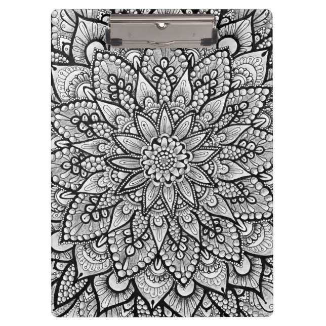 Schwarz-Weiß-Original-Mandala-Kunst Klemmbrett (Vorderseite)