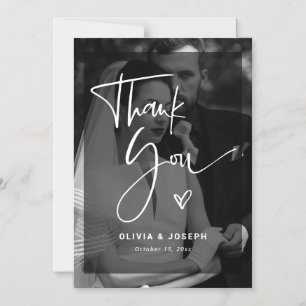 Schwarz-Weiß-Overlay-Foto Hochzeit Danke Magneteinladung