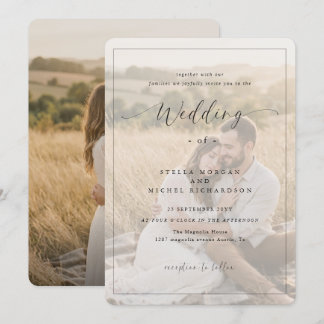 Schwarz-Weiß-Overlay-Foto-Hochzeit Einladung