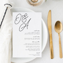 Schwarz-Weiß-Oversified Monogram-Hochzeitmenü