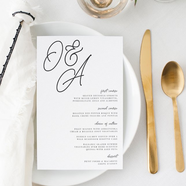 Schwarz-Weiß-Oversified Monogram-Hochzeitmenü (Von Creator hochgeladen)