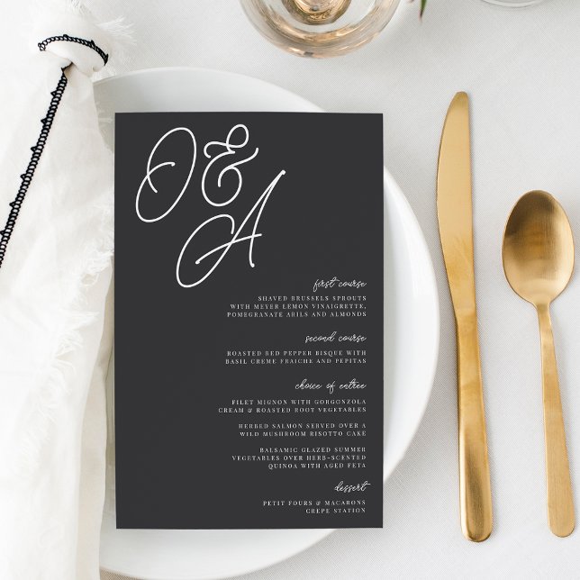 Schwarz-Weiß-Oversified Monogram-Hochzeitmenü (Von Creator hochgeladen)