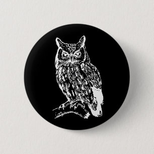 Schwarz-Weiß-Owl-Design Button