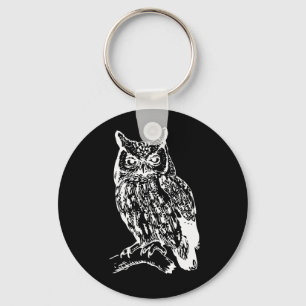 Schwarz-Weiß-Owl-Design Schlüsselanhänger