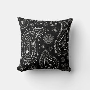 Schwarz-Weiß-Paisley-Charm Kissen