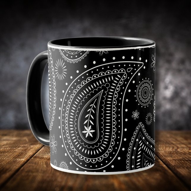Schwarz-Weiß-Paisley-Charm Tasse (Von Creator hochgeladen)