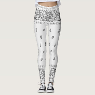 Schwarz-Weiß-Paisley-Design Leggings