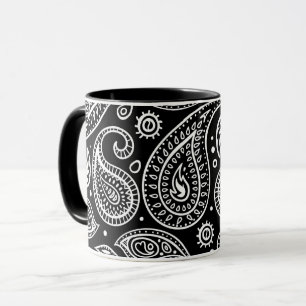 Schwarz-Weiß-Paisley-Design Tasse