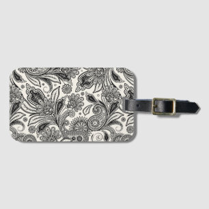 Schwarz-weiß Paisley  Gepäckanhänger