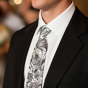 Schwarz-weiß Paisley Krawatte
