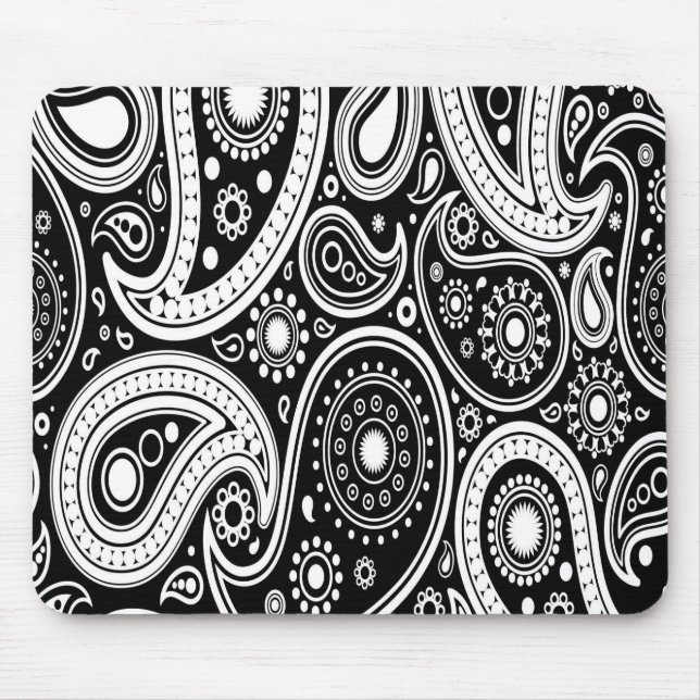 Schwarz-Weiß-Paisley-Maus-Pad Mousepad (Vorne)