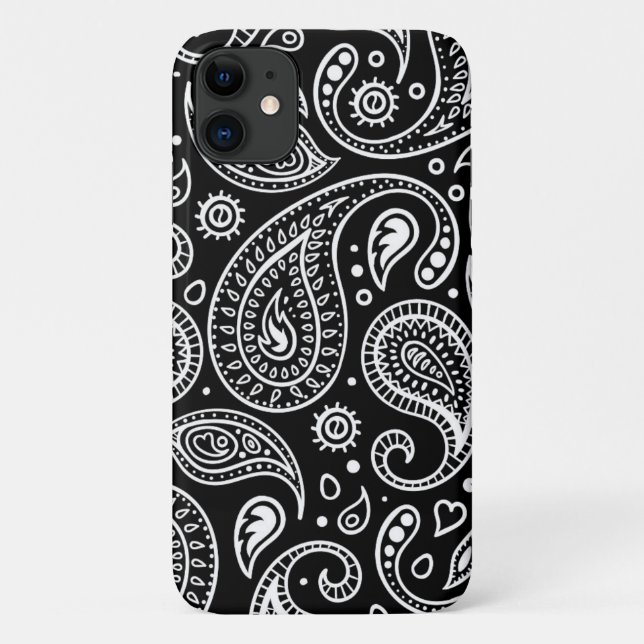 Schwarz-Weiß-Paisley-Muster Case-Mate iPhone Hülle (Rückseite)