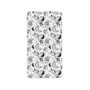 Schwarz-Weiß-Paisley-Muster - Elegante Textilkunst Adressaufkleber