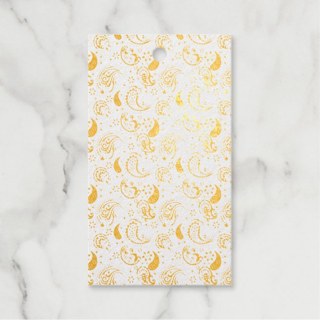 Schwarz-Weiß-Paisley-Muster - Elegante Textilkunst Geschenkanhänger (Vorderseite)