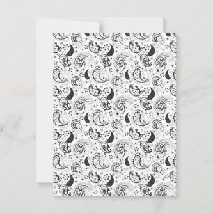 Schwarz-Weiß-Paisley-Muster - Elegante Textilkunst Postkarte