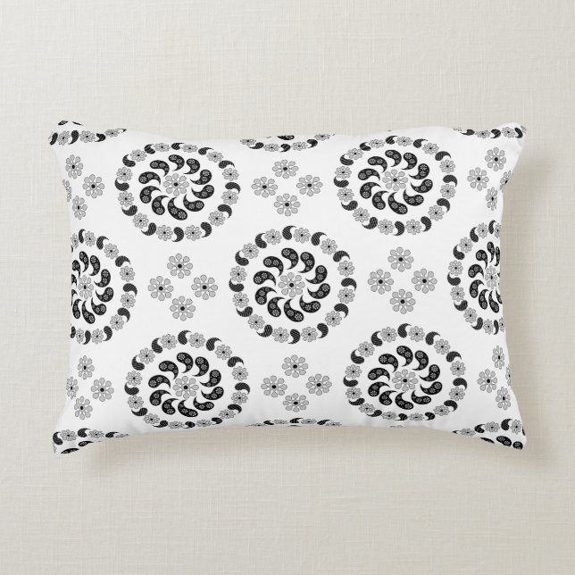 Schwarz-Weiß-Paisley-Muster Kissengewirr Dekokissen (Vorderseite)