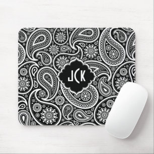 Schwarz-Weiß-Paisley-Muster Mousepad