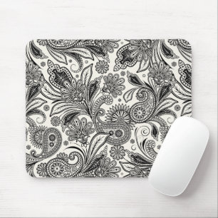 Schwarz-weiß paisleyartig mousepad