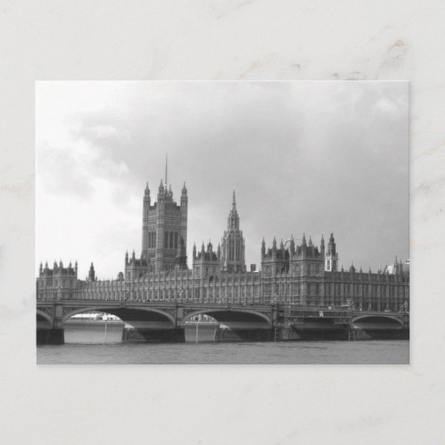 Schwarz-Weiß-Palast Westminster Postkarte (Vorderseite)
