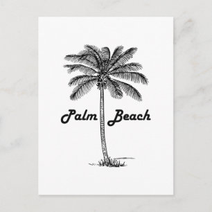 Schwarz-Weiß Palm Beach Florida & Palm Design Postkarte
