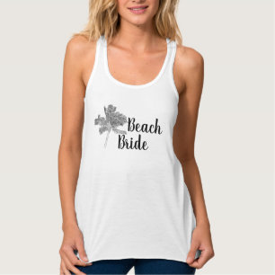 Schwarz-Weiß-Palmbaum-Strand-Braut Tank Top