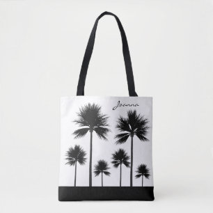 Schwarz-Weiß-Palme mit Name Beach