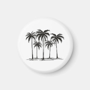 Schwarz-Weiß-Palmen Grafischer T - Shirt für Männe Magnet