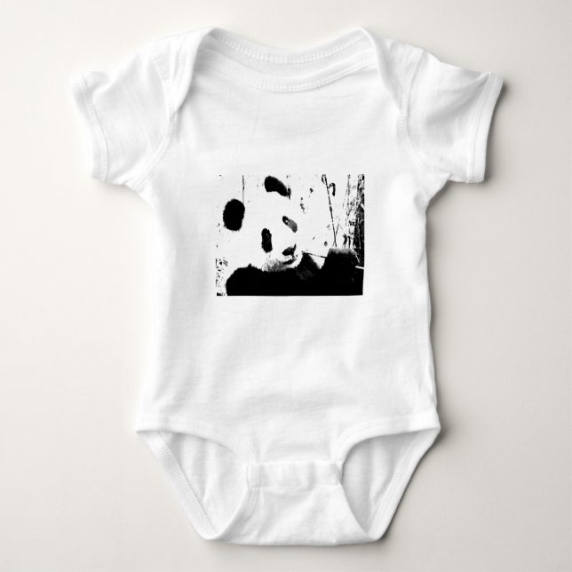 Schwarz/Weiß Panda Baby Strampler (Vorderseite)