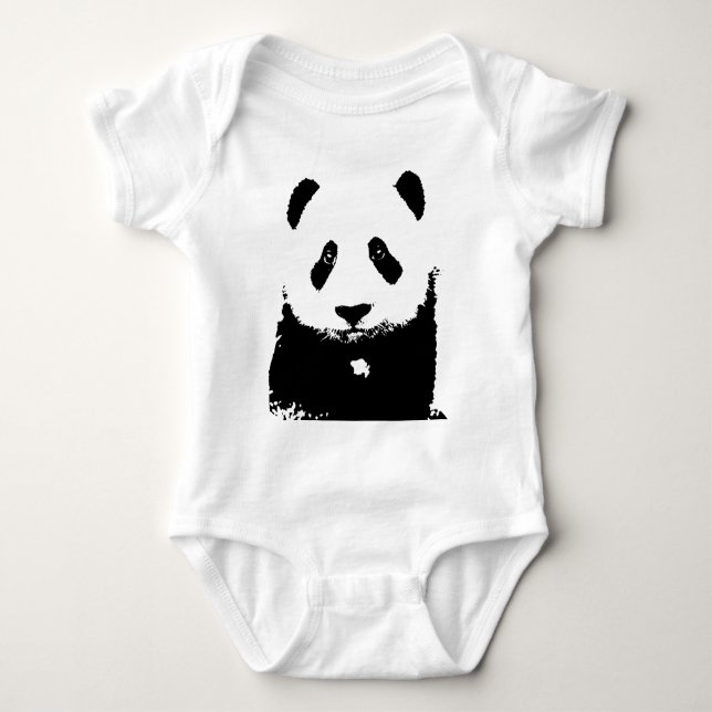 Schwarz/Weiß Panda Baby Strampler (Vorderseite)