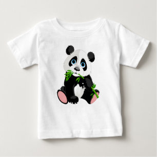 Schwarz-Weiß-Panda-Bären essen grünen Bambus Baby T-shirt