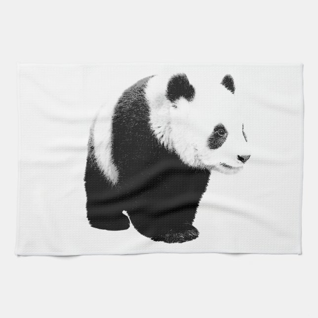 Schwarz/Weiß Panda Geschirrtuch (Horizontal)
