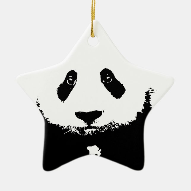 Schwarz/Weiß Panda Keramik Ornament (Vorne)
