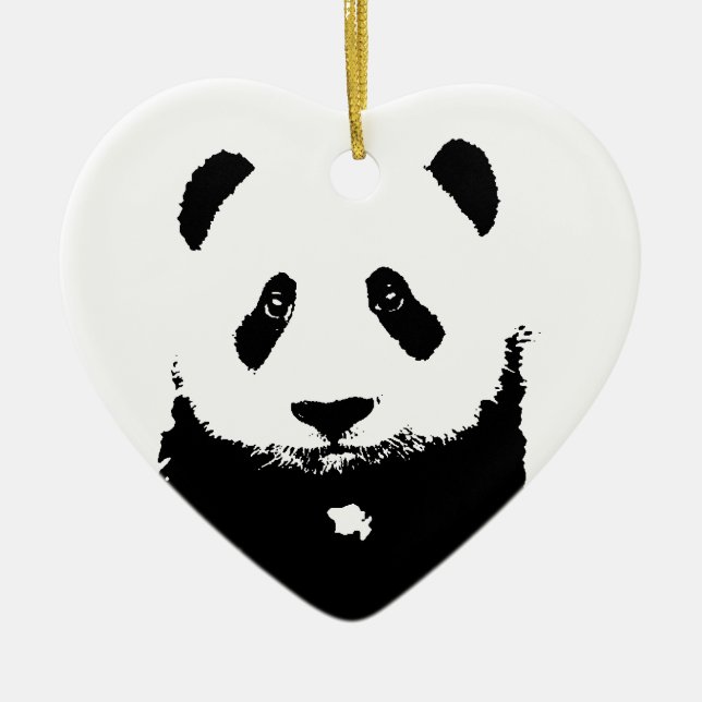 Schwarz/Weiß Panda Keramikornament (Vorne)