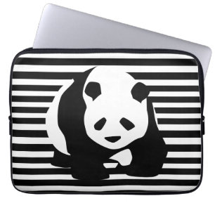 Schwarz-Weiß-Panda und Streifen Laptopschutzhülle